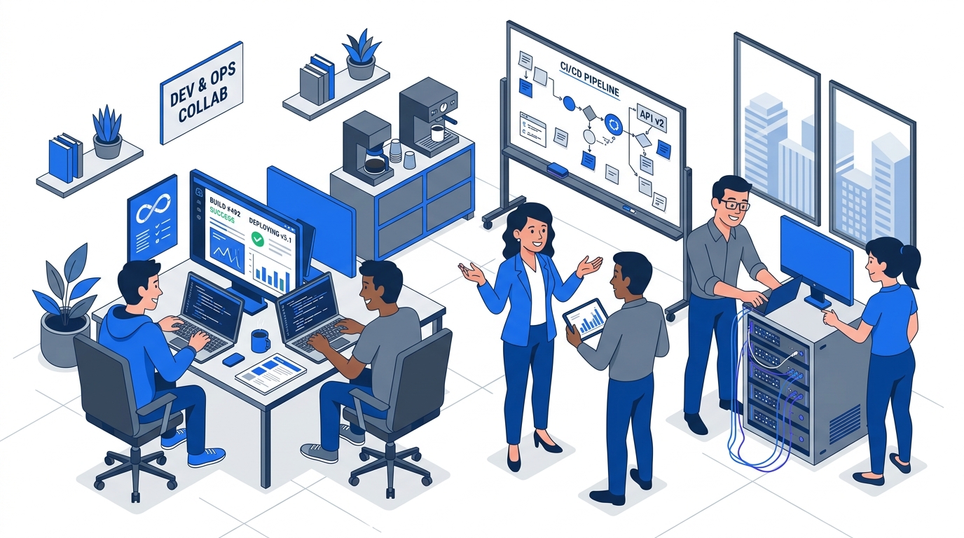 Development team working together